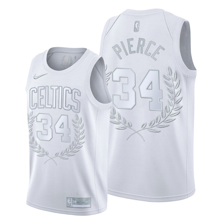 Men's Boston Celtics Paul Pierce #34 Glory Limited Retired Number Platinum Jersey 2401LBTV